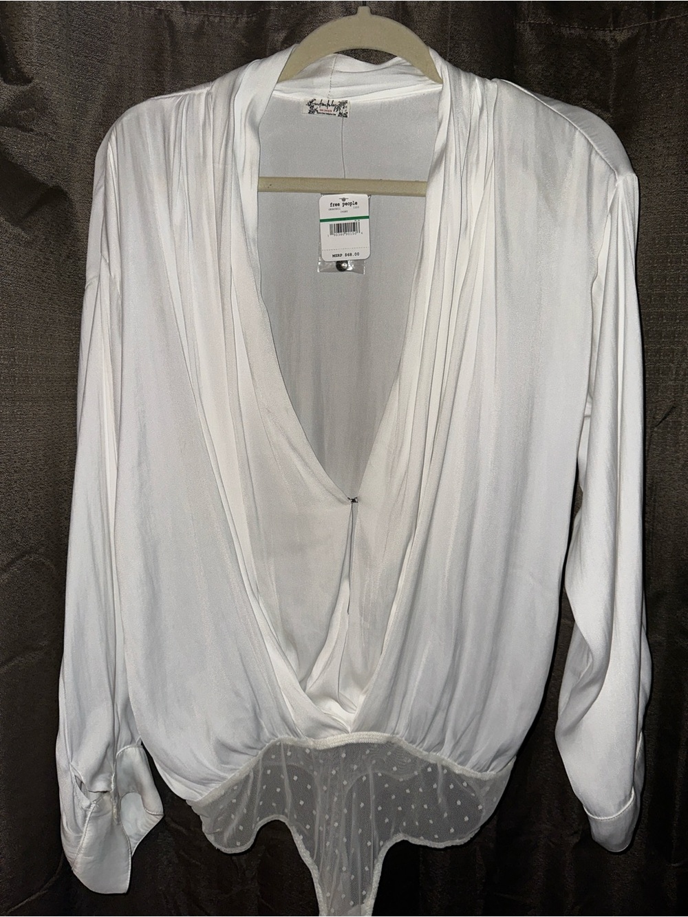 NWT Free People Ivory Draped V-Neck Bodysuit Intimates